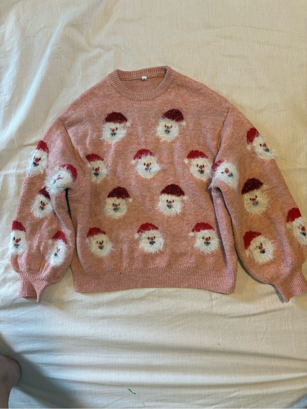 Ugly Christmas sweater, women’s  Pink Santa Crewneck Holiday Sweater